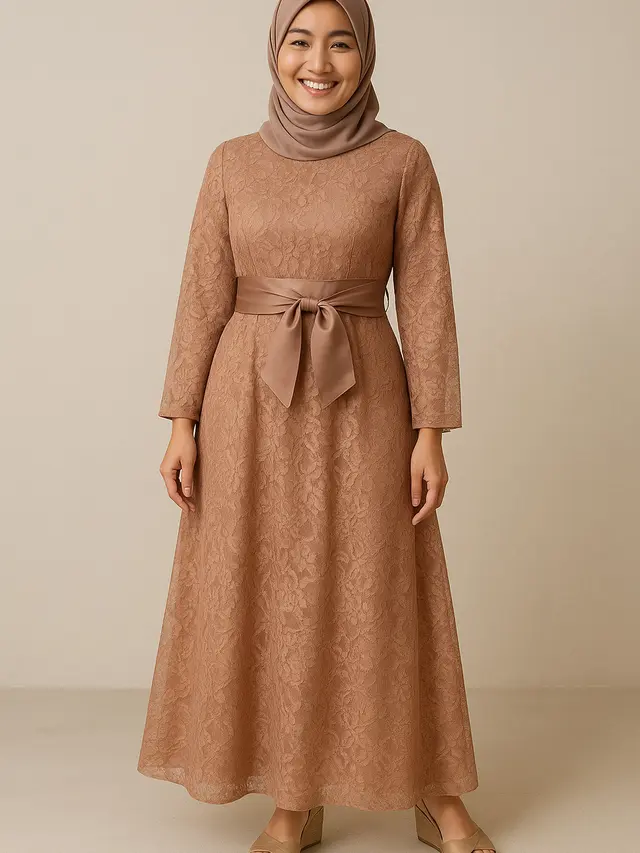 Rekomendasi Gamis Brokat A-Line & Mermaid yang Lagi Tren 2025/ Ilustrasi ChatGPT
