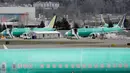 Pesawat Boeing 737 MAX terparkir di fasilitas produksi Boeing di Renton, Washington, 11 Maret 2019. Negara-negara besar Eropa mengikuti jejak negara lain menangguhkan pesawat Boeing 737 MAX 8 setelah kecelakaan Ethiopian Airlines. (REUTERS/David Ryder)
