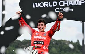 Marc Marquez pastikan titel juara dunia MotoGP 2025 di Sirkuit Motegi. (Toshifumi KITAMURA / AFP)