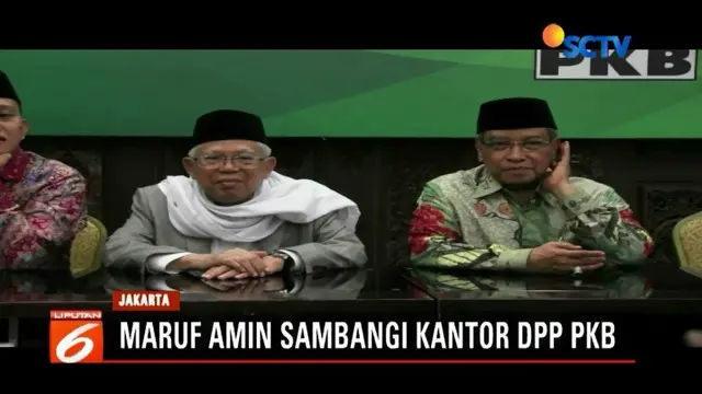 Usai dideklarasikan sebagai cawapres pendamping Jokowi, Ma'ruf Amin sambangi DPP PKB ditemani Said Aqil Siradj.