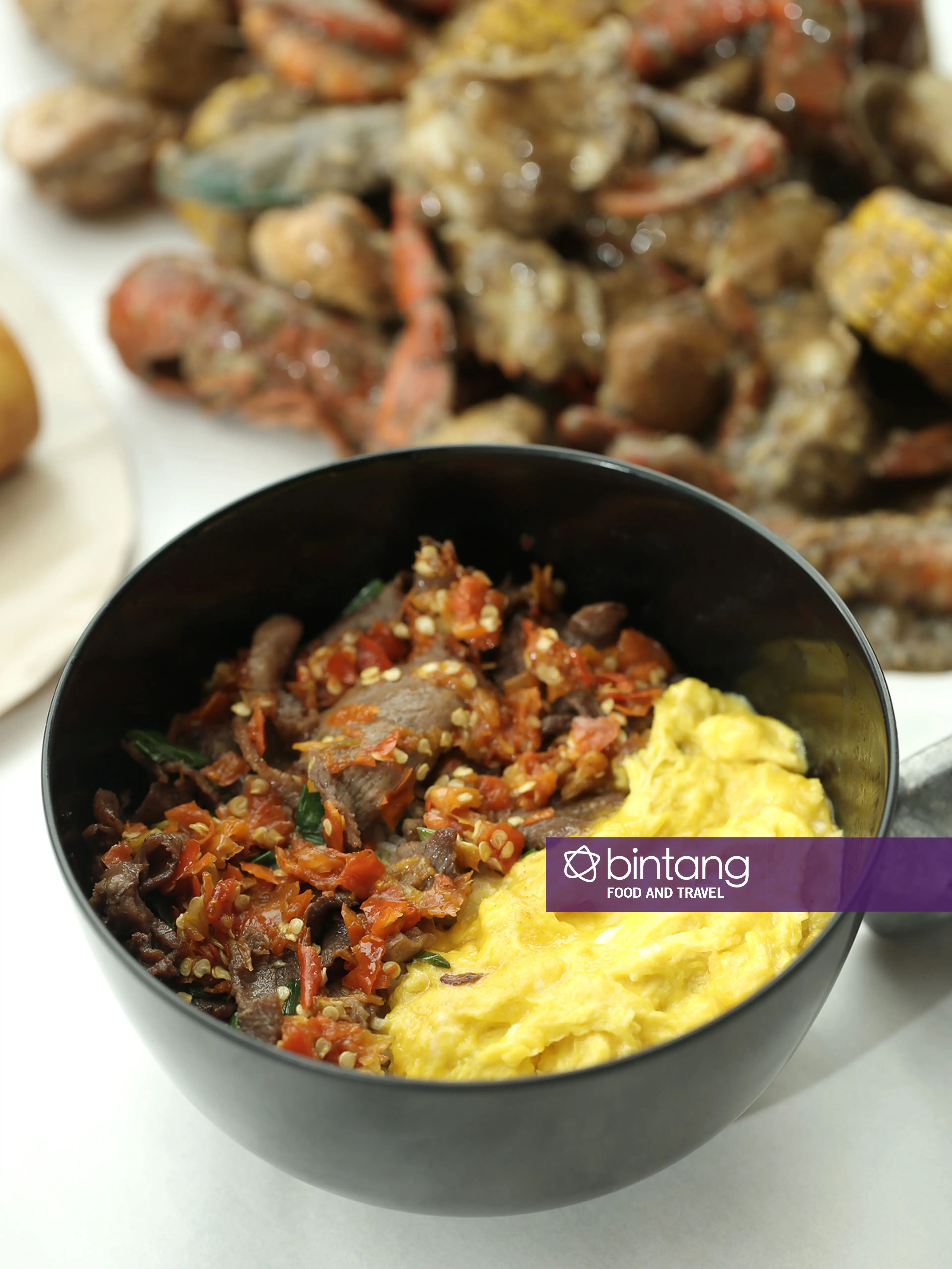 Gyu tan don rica with egg, menu Cranky Crab. (Daniel Kampua/Bintang.com)