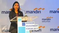 Menteri BUMN Rini Soemarno memberikan sambutan pada pembukaan Mandiri Investment Forum (MIF) 2017 di Jakarta, Rabu (8/2). Acara ini dihadiri para pengambil keputusan di Tanah Air dan sekitar 600 investor dalam dan luar negeri. (Liputan6.com/Angga Yuniar) 