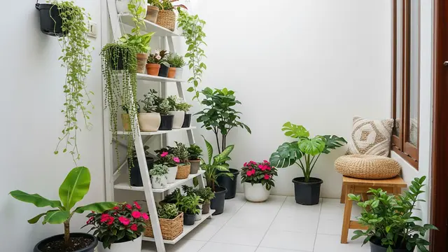 Kebun Tanaman Hias dengan Rak Tangga
