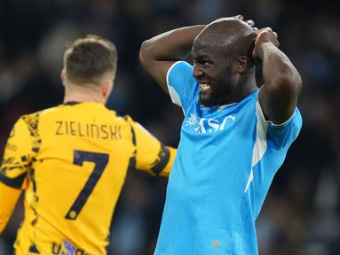 Inter Milan meraih hasil imbang saat bertandang ke markas Napoli pada laga lanjutan Liga Italia di Stadion Diego Armando Maradona, Naples, Italia, Minggu (2/3/2025) dini hari WIB. (Alfredo Falcone/LaPresse via AP)