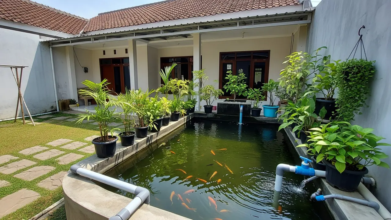 Desain Kolam Ikan Air Tawar yang Mudah Dikuras dan Praktis untuk Rumah Subsidi