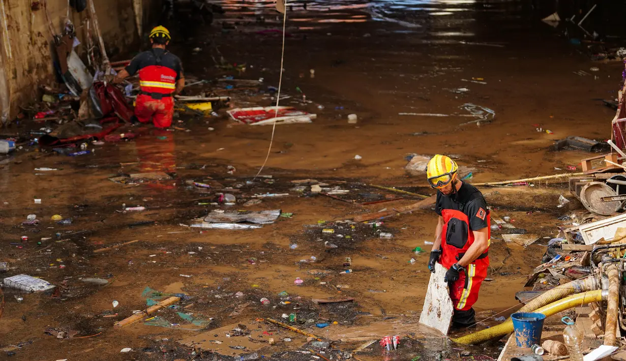 Banjir bandang yang membuat wilayah Valencia hancur terjadi sejak Selasa (29/10/2024). (Manaure QUINTERO/AFP)