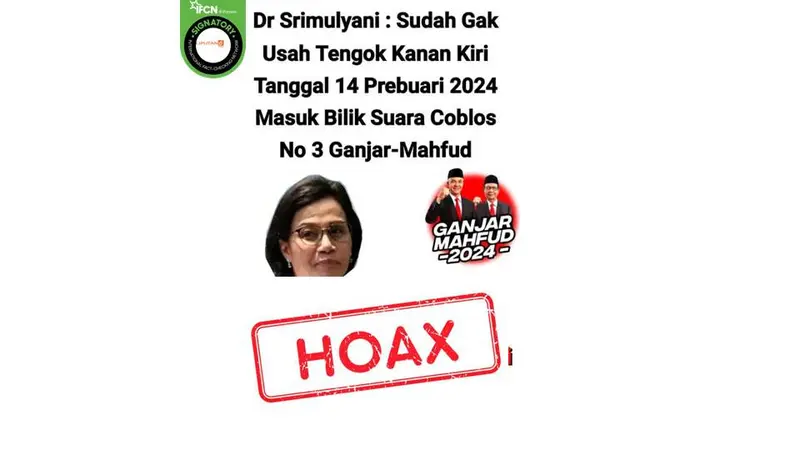 Cek Fakta poster Sri Mulyani dukung Ganjar Pranowo