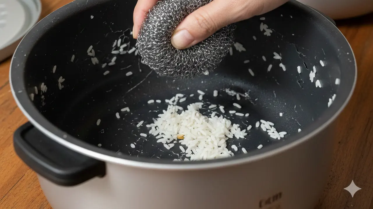 Kesalahan Umum Saat Membersihkan Rice Cooker (Foto: Gemini AI)