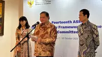 Konferensi pers Perundingan ASEAN DEFA putaran ke -14 di Jakarta, Selasa (7/10/2025). (Foto: Liputan6.com/Tira Santia)