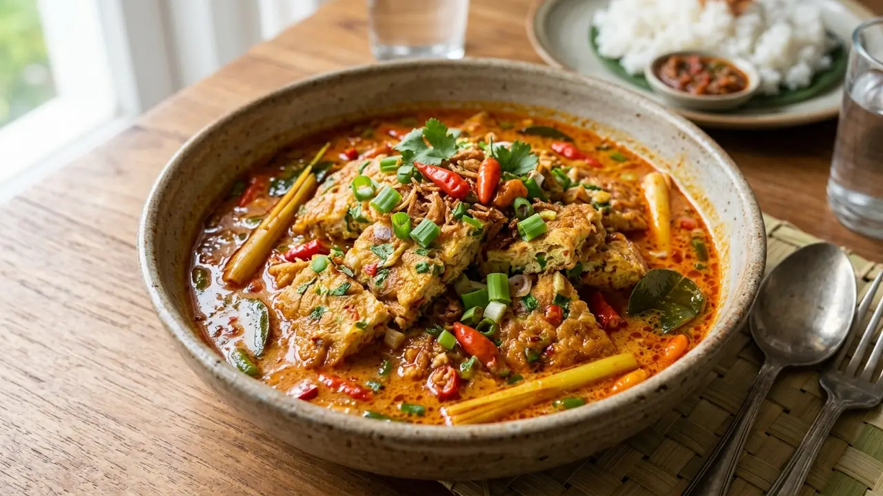 Resep Telur Dadar Kuah Santan Pedas (AI Generated)