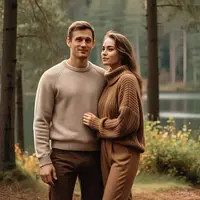Knitwear Couple dengan Warna Earth Tone (Liputan6.com/Meta.Ai)