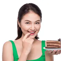 Ilustrasi perempuan makan cake cokelat. (c) makidotvn/Depositphotos.com