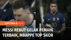 Tak hanya gelar juara pada perhelatan di Piala Dunia Qatar 2022, namun sejumlah penghargaan juga diberikan kepada sejumlah pemain dari tim-tim yang berlaga. Messi dan Kylian Mbappe berbagi penghargaan di ajang ini.