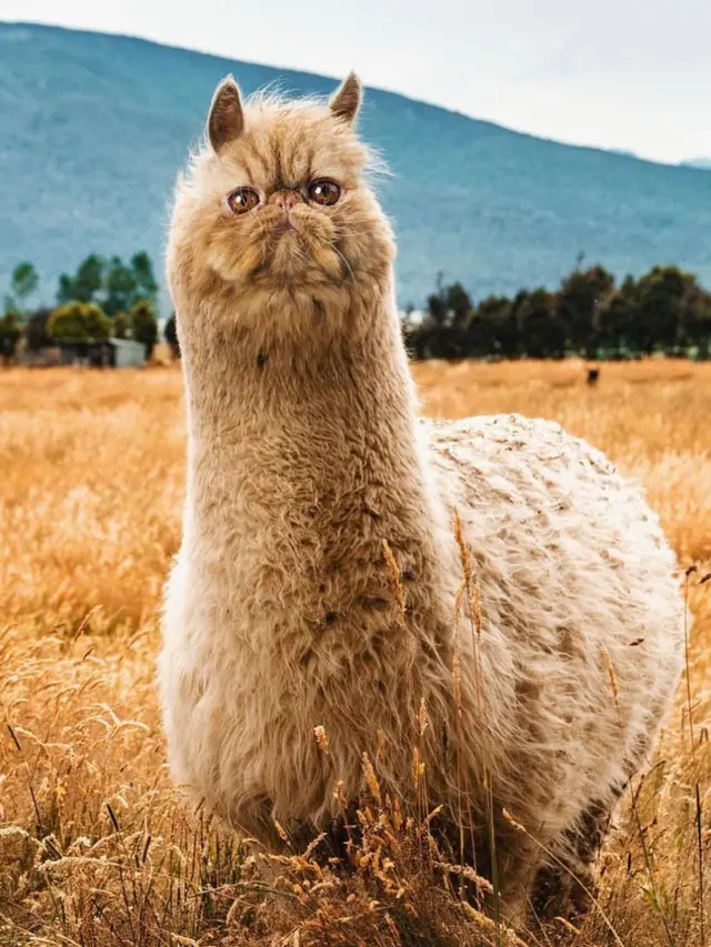 6 Editan Foto Hewan Lain Berkepala Kucing Ini Nyeleneh, Kocak