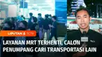 Layanan MRT dihentikan sementara, imbas jatuhnya muatan crane yang melintang di jalur perlintasan Kamis sore. Terjadi pada jam pulang kerja, dampak dari terhentinya layanan MRT membuat aktivitas warga terganggu.