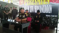 Kepala Staf Angkatan Darat (Kasad) Jenderal TNI Mulyono meresmikan perubahan nama Kodam VII Wirabuana menjadi Kodam XIV Hasanuddin. (Liputan6.com/Eka Hakim)
