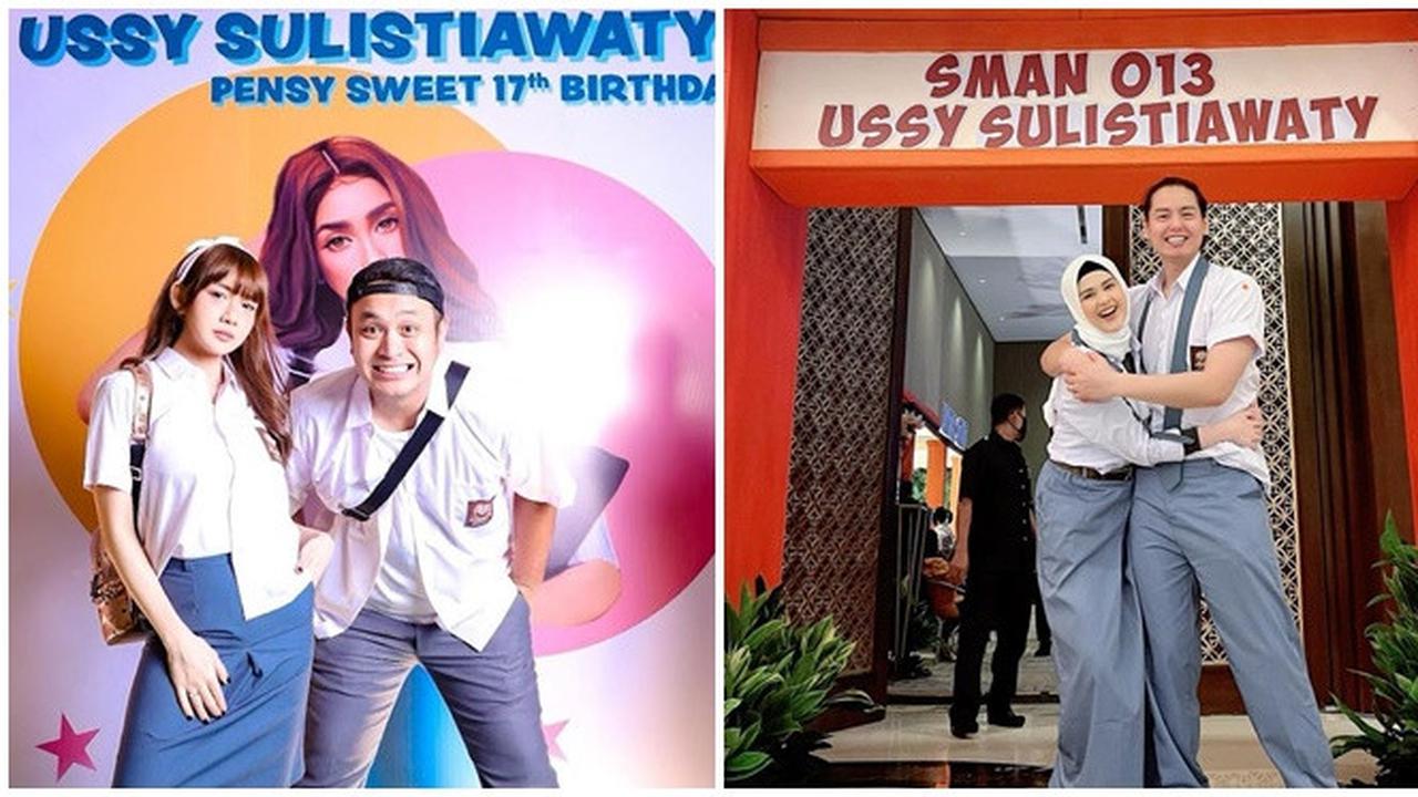 Potret 6 Pasangan Artis Pakai Seragam SMA di Ultah Ussy Sulistiawaty, Bak ABG