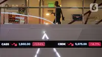 Bursa Efek Indonesia (BEI) sempat menghentikan perdagangan sementara selama 30 menit atau trading halt karena penurunan lebih dari 8%. Liputan6.com/Herman Zakharia)