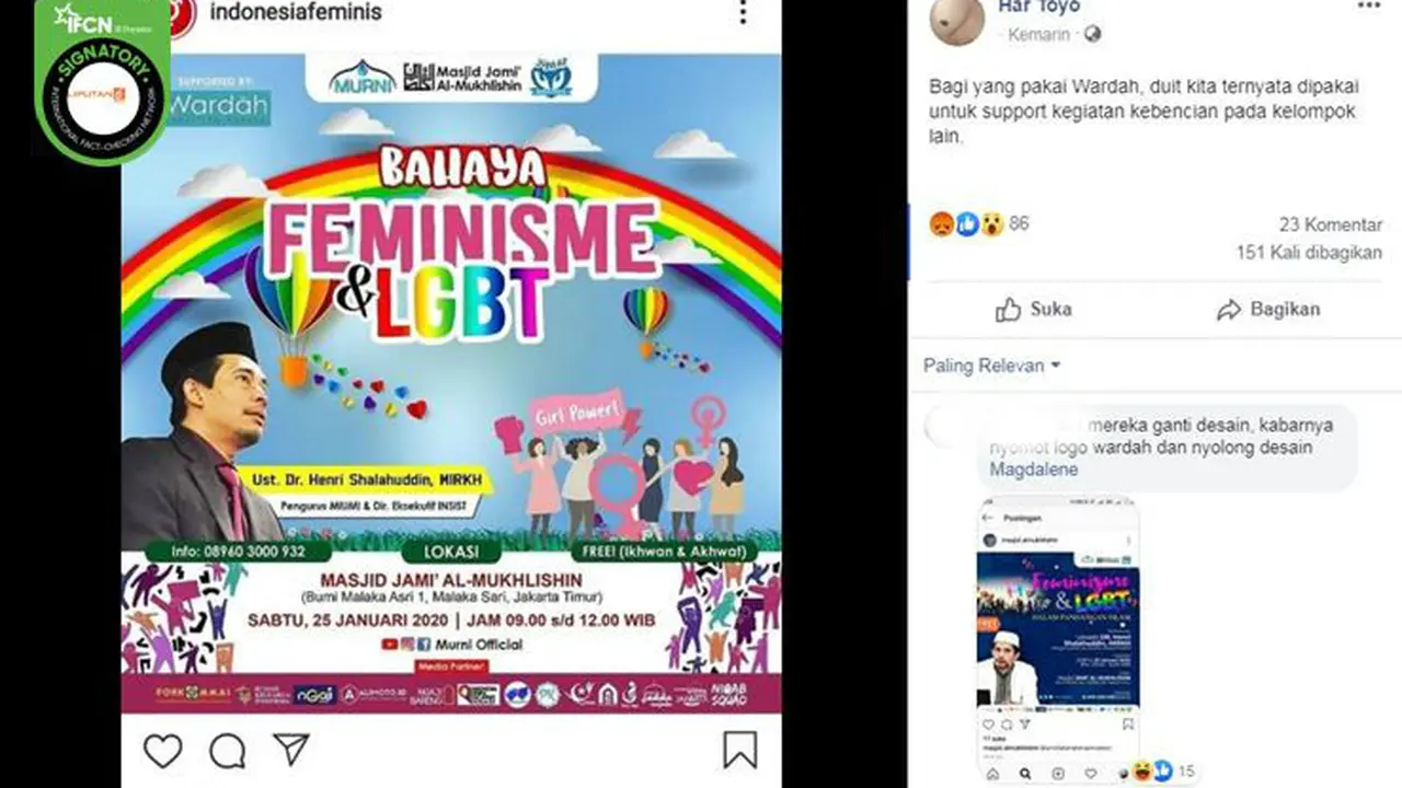 [Cek Fakta] Gambar Tangkapan Layar Poster Diskusi "Bahaya Feminisme & LGBT"