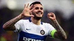 2. Mauro Icardi, gagal mendapatkan Jamie Vardy membuat Arsenal menjadikan bomber Inter Milan ini sebagai solusi. Menurut Calciomercato, kedua tim sudah menemukan kesepakatan transfer yang mencapai nilai 60 juta pounds. (AFP/Filippo Monteforte)