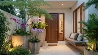 9 Model Teras Rumah Minimalis Ala Taman Tropis dengan Pot Besar, Kesejukan Alami