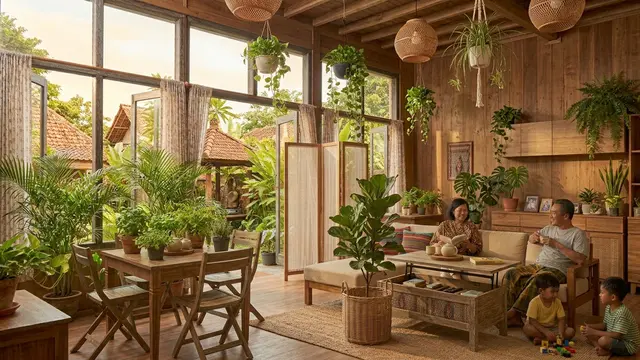 Desain Ruang Keluarga Rumah Kampung (AI Generated)