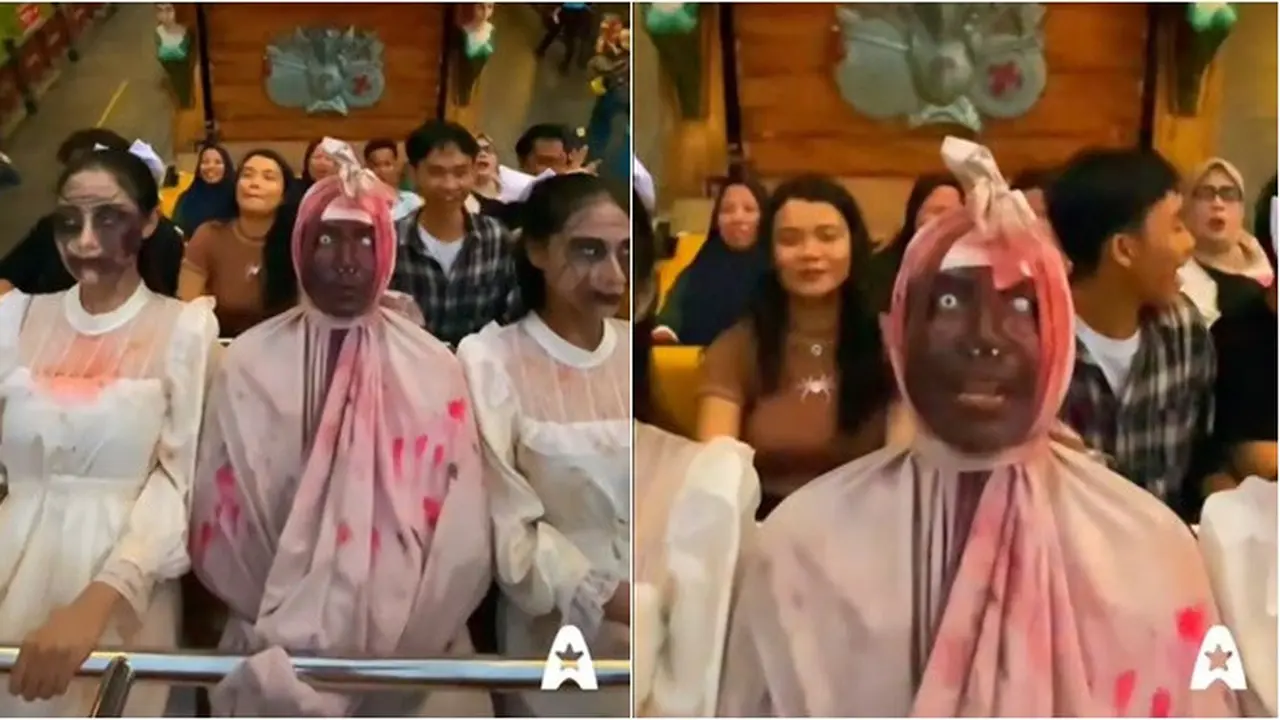 Meriahkan Halloween, Ekspresi Pocong Naik Kora-Kora di Dufan Ini Bikin Ngakak