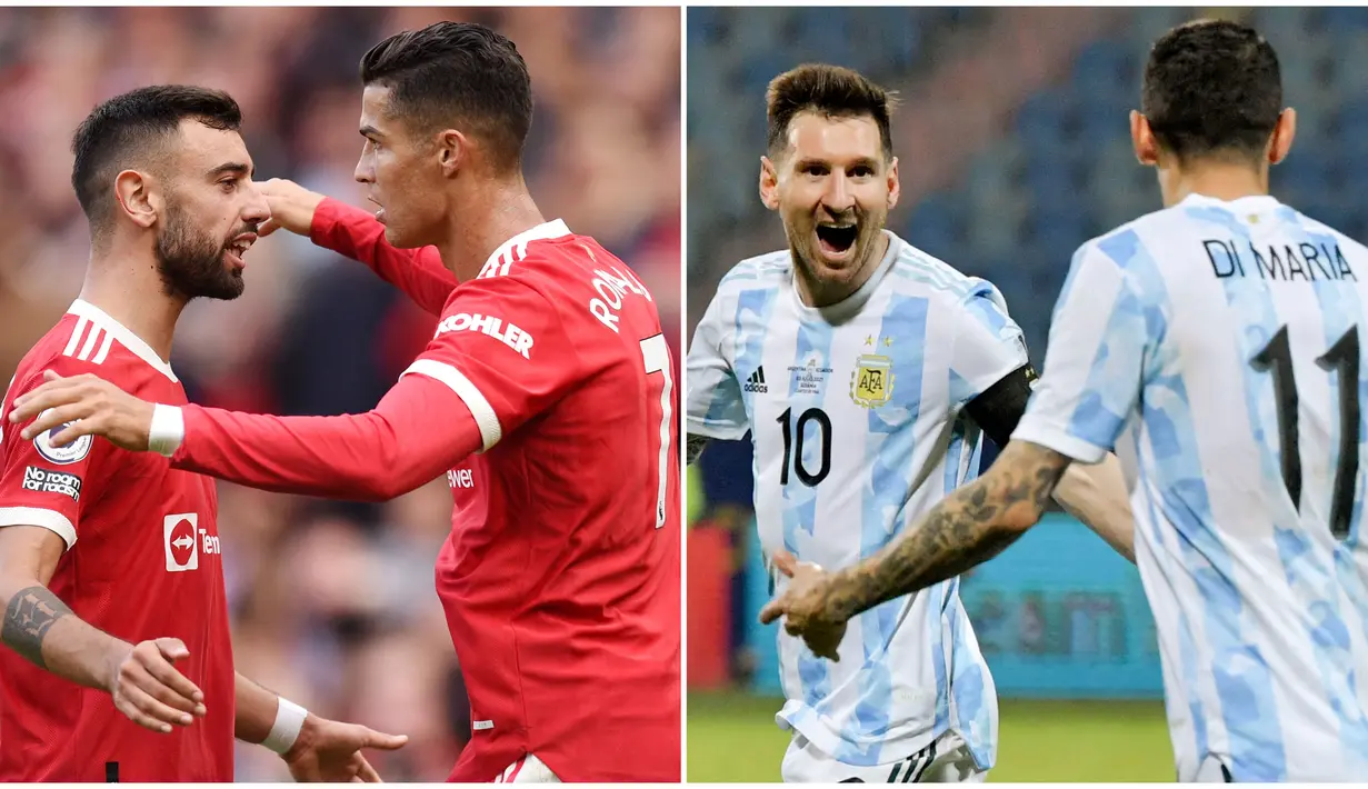 Berikut ini lima pasang pesepak bola top dunia yang ternyata main bersama baik di timnas maupun klub. Dua diantaranya Duet Cristiano Ronaldo - Bruno Fernandes dan Lionel Messi dengan Angel Di Maria.