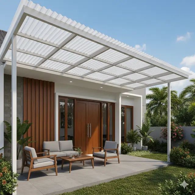 Model Teras dengan Pergola Sederhana (Foto: Gemini AI)