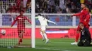 Pemain Al Nassr, Cristiano Ronaldo berselebrasi setelah mencetak gol ke gawang Damac FC pada laga lanjutan Liga Arab Saudi di Prince Sultan bin Abdulaziz Sports City Stadium, Abha, Arab Saudi, Sabtu (25/2/2023) malam WIB. CR7 berhasil mencetak hattrick pada menit ke-18, 23', dan 44'. (Twitter/@AlNassrFC)