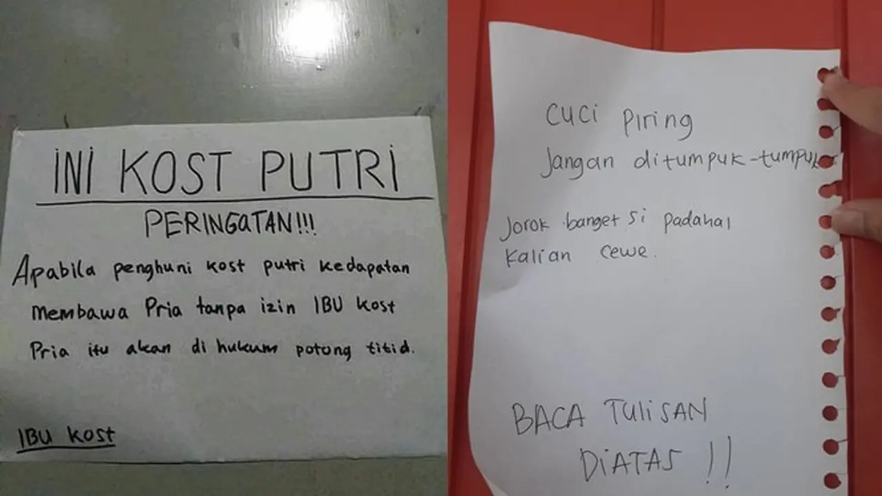 6 Peringatan di Kos Putri Ini Bikin Senyum Tipis, Kocak