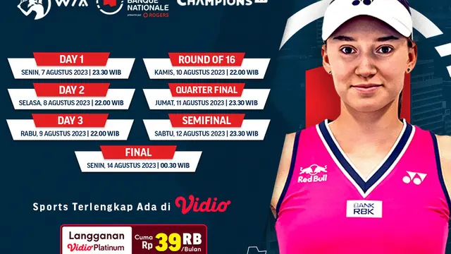 Jadwal Live Streaming WTA 1000: Omnium Open Banque Nationale di Vidio