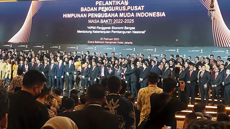 Sederet menteri kabinet Presiden Joko Widodo (Jokowi) terlihat hadir dalam momen pelantikan Badan Pengurus Pusat Himpunan Pengusaha Muda Indonesia (BPP Hipmi).