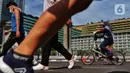 Warga bersepeda saat Car Free Day di Kawasan Bundaran HI, Jakarta, Minggu (4/9/2022). Pemerintah Provinsi DKI Jakarta akan memiliki jalur sepeda hingga 309,5 kilometer. (Liputan6.com/Angga Yuniar)