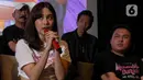 Peluncuran Official Trailer Film Mendadak Dangdut turut dihadiri oleh jajaran pemain dan tim kreatif. (Liputan6.com/Herman Zakharia)