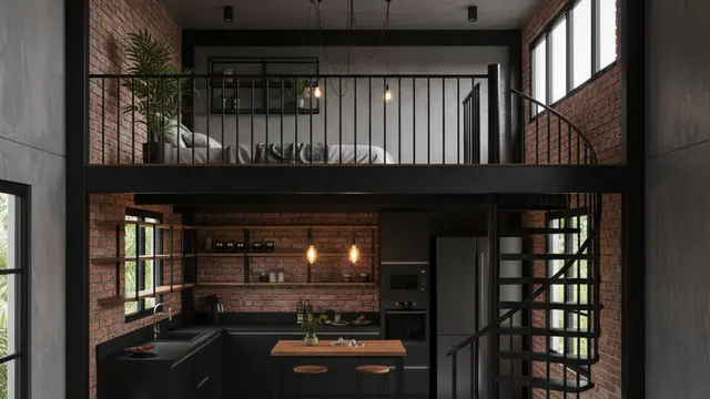 Model Rumah Kecil Tapi Luas dengan Loft di Atas Dapur yang Fungsional