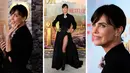 Foto kolase Charlize Theron saat menghadiri pemutaran perdana film "The School for Good and Evil" di Regency Village Theatre di Los Angeles, California pada 18 Oktober 2022. (AP Photo/Chris Pizzello)