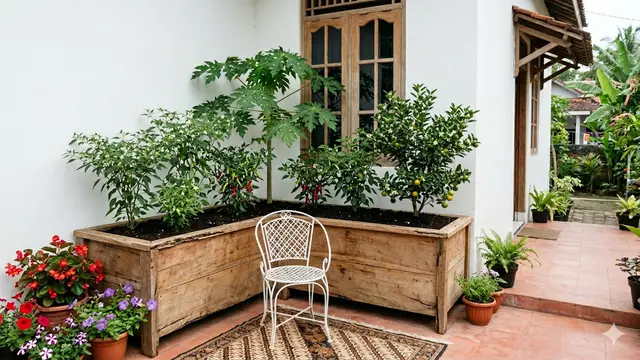 Inspirasi Kebun Buah Berbunga di Teras