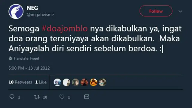 Alih-alih serius, cuitan 'doa jomblo' berikut ini malah bikin ngakak karena kocak.