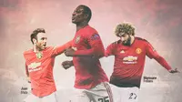 Manchester United - Odion Ighalo, Juan Mata dan Marouane Fellaini (Bola.com/Adreanus Titus)