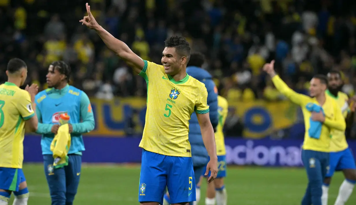 Dengan kemenangan itu, Timnas Brasil memastikan lolos ke putaran final Piala Dunia 2026 setelah mengumpulkan 25 poin dari 16 pertandingan dan berada di peringkat kedua klasemen zona CONMEBOL. (NELSON ALMEIDA/AFP)