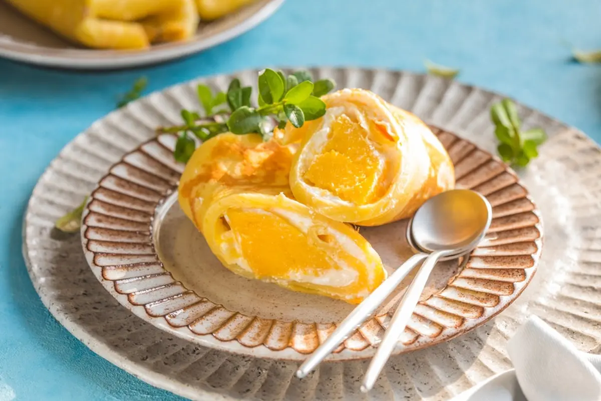 resep buah mango crepe camilan krim pancake