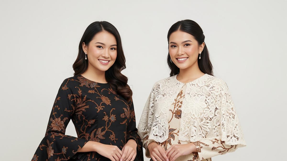 6 Model Batik Potongan Fit and Flare Kombinasi Brokat yang Elegan dan Modern