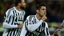 Alvaro Morata mencetak gol penentu kemenangan saat Juventus menaklukkan Fiorentina, 2-1, dalam lanjutan Serie A di Stadion Artemio Franchi, Firenze, Senin (25/4/2016) dini hari WIB. (AFP/Alberto Pizzoli)
