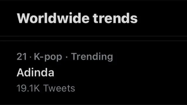 Nama Adinda sampai trending di Twitter/dok. Twitter