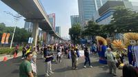 Suasana Hari Bebas Kendaraan Bermotor (HBKB) alias Car Free Day (CFD) di Jalan HR Rasuna Said, Jakarta Selatan. (Liputan6/Delvira Hutabarat)