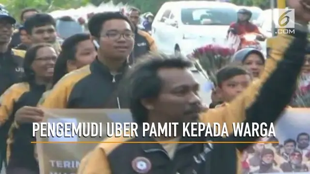 Pasca akusisi Uber oleh Grab Ratusan pengemudi uber di Yogyakarta menggelar aksi simpatik sekaligus pamit kepada warga Yogyakarta