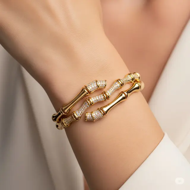 Gelang Motif Bambu Berlian