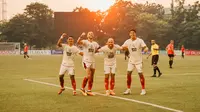 Ekspresi para pemain Bali United setelah menjebol gawang Stallion Laguna FC pada Grup A Piala AFC 2023/2024, Rabu (20/9/2023) sore WIB. (Dok. Bali United)