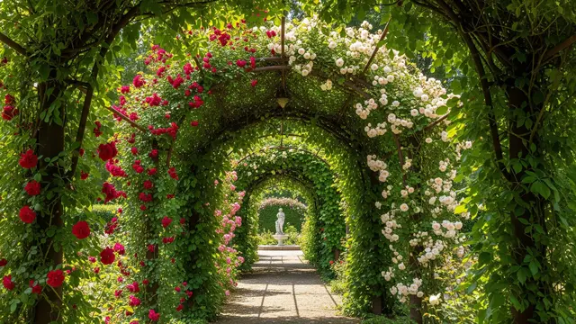 Desain Kebun Rumah dengan Lorong Tanaman Rambat ala Taman Eropa